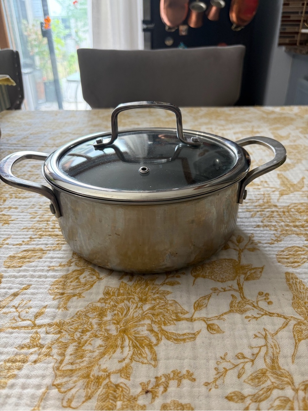 Stainless Steel Covered Casserole Pan in Silver